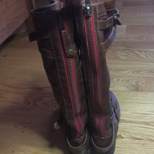 Madden Girl Riding Boots with Red Zipper